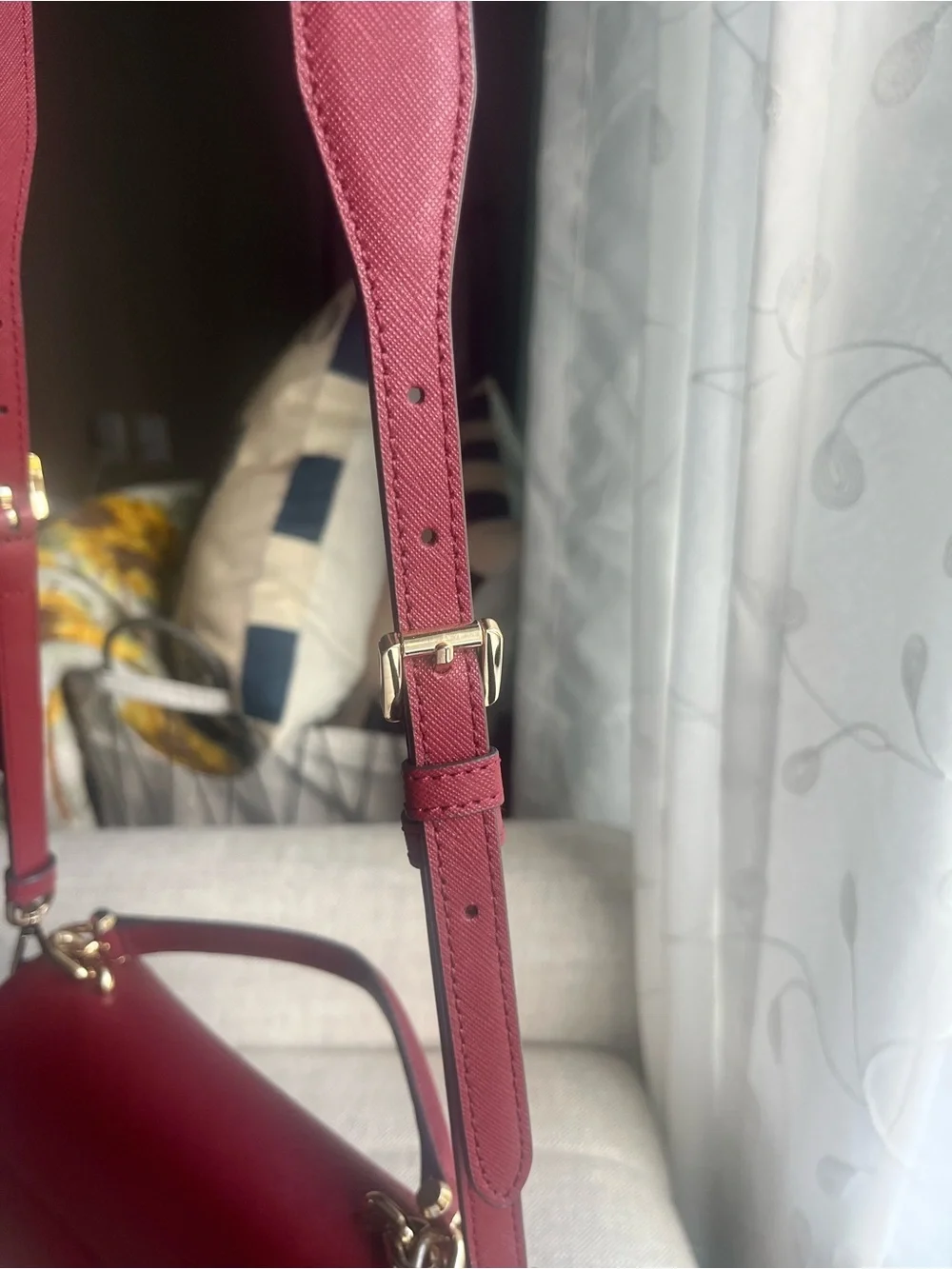 Michael Kors Red Saffiano Leather Satchel with Gold Hardware